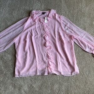 Talbots Pink Ruffled Chiffon Blouse